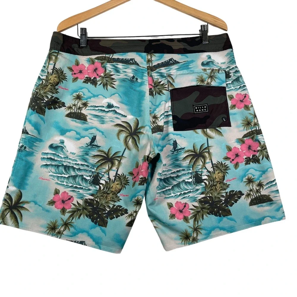 Billabong Mens Board Shorts 36 Blue Sundays Airlite Recycler Hawaiian Surf Swim